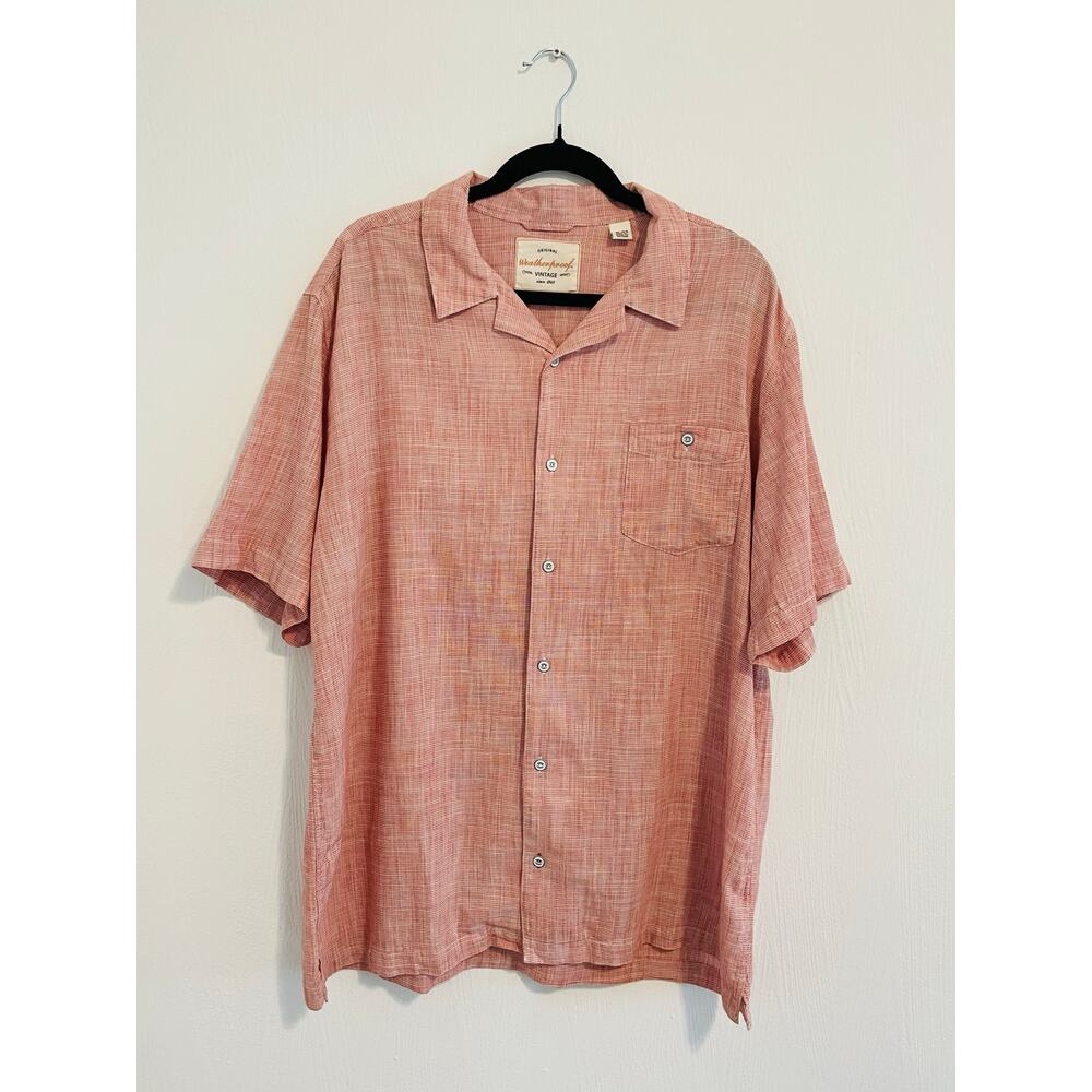 Men's Weatherproof Vintage Size XL/EG Red & White Short Sleeve Shirt